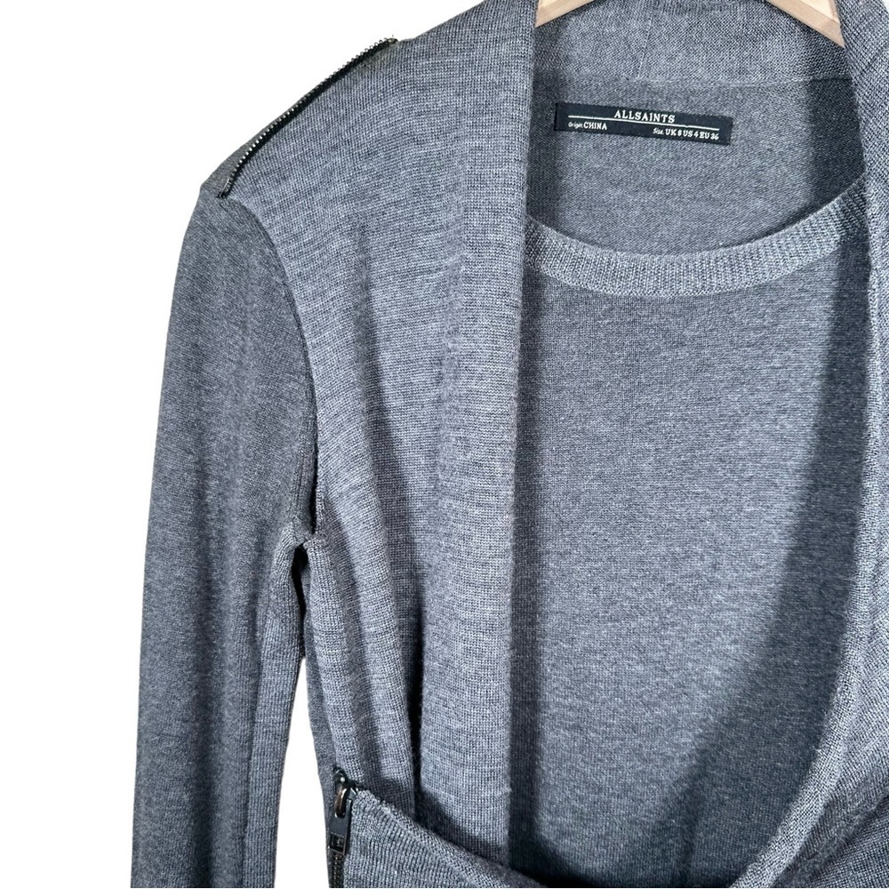 ALL SAINTS Drina Draped Merino Wool Sweater Dress - Picture 8 of 15
